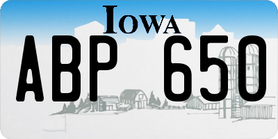 IA license plate ABP650