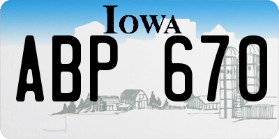 IA license plate ABP670