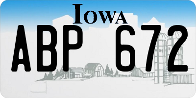 IA license plate ABP672