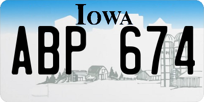 IA license plate ABP674