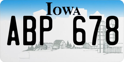 IA license plate ABP678