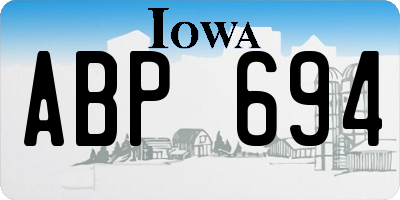 IA license plate ABP694