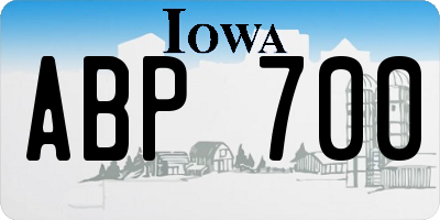 IA license plate ABP700