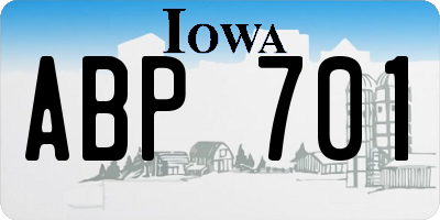 IA license plate ABP701