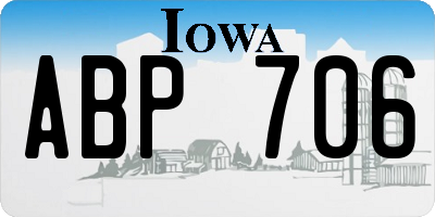 IA license plate ABP706