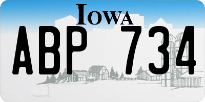 IA license plate ABP734