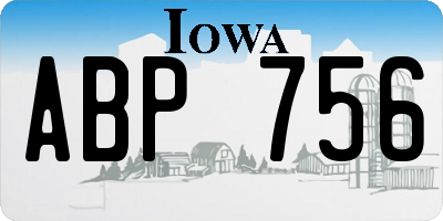 IA license plate ABP756