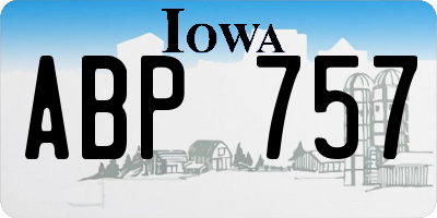 IA license plate ABP757