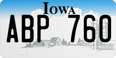 IA license plate ABP760