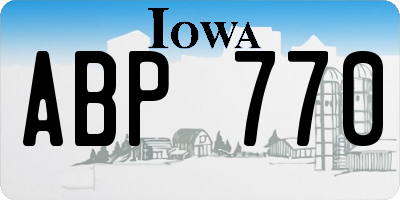 IA license plate ABP770