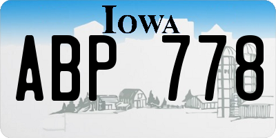 IA license plate ABP778
