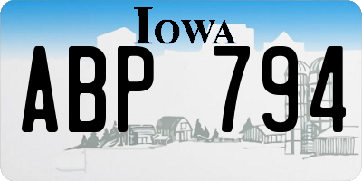 IA license plate ABP794