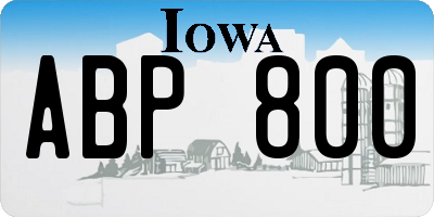 IA license plate ABP800