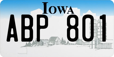 IA license plate ABP801