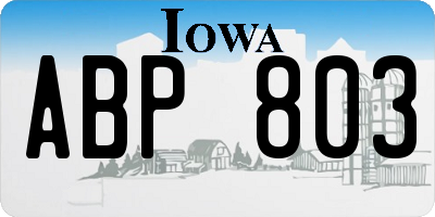 IA license plate ABP803