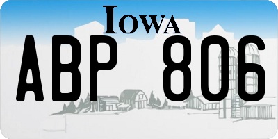 IA license plate ABP806