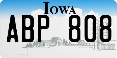 IA license plate ABP808