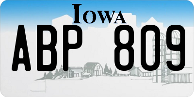 IA license plate ABP809