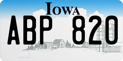 IA license plate ABP820