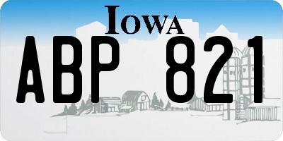 IA license plate ABP821