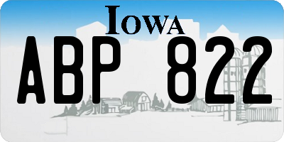 IA license plate ABP822