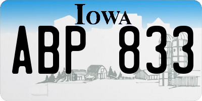 IA license plate ABP833