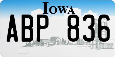 IA license plate ABP836