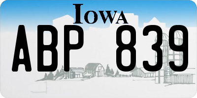 IA license plate ABP839