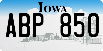 IA license plate ABP850