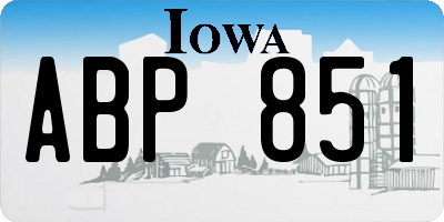 IA license plate ABP851