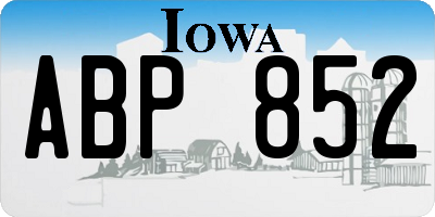 IA license plate ABP852