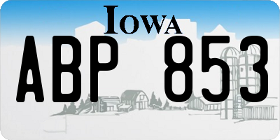 IA license plate ABP853