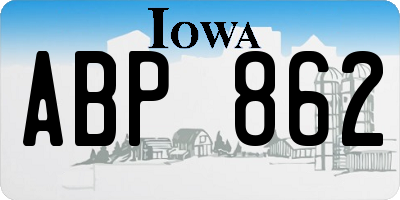 IA license plate ABP862