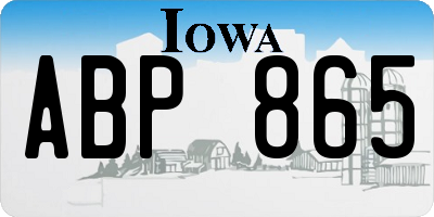 IA license plate ABP865