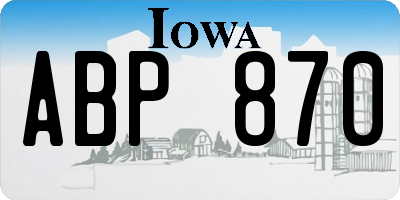 IA license plate ABP870