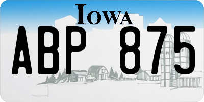 IA license plate ABP875