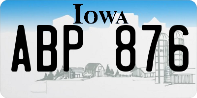 IA license plate ABP876