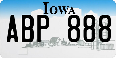 IA license plate ABP888