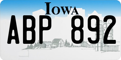 IA license plate ABP892