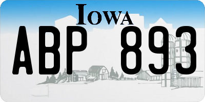 IA license plate ABP893