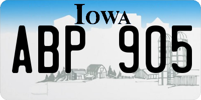 IA license plate ABP905