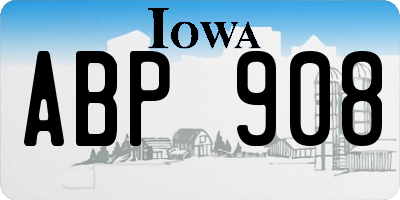 IA license plate ABP908