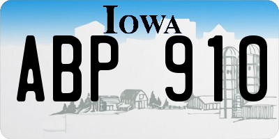 IA license plate ABP910