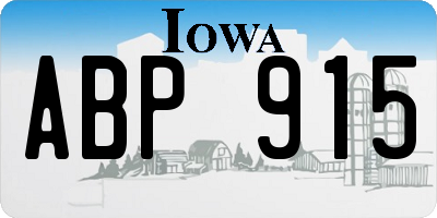 IA license plate ABP915