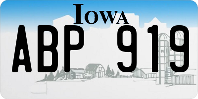 IA license plate ABP919
