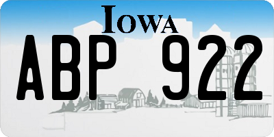 IA license plate ABP922