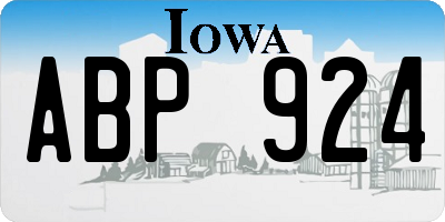 IA license plate ABP924