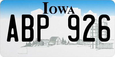 IA license plate ABP926