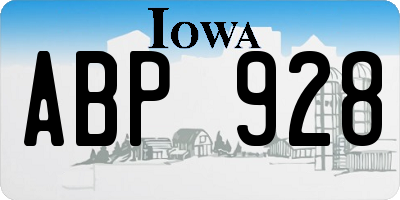 IA license plate ABP928