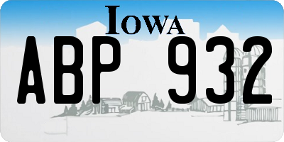 IA license plate ABP932